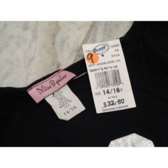 NEW "Miss Popular" girl's size 14/16 black Denny's Boutique top MSRP $32.50 - Picture 3 of 4